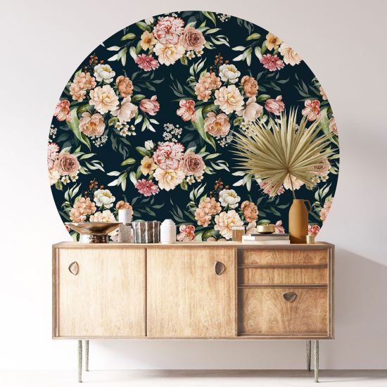 Round / Circle Wall Sticker - Floral pattern