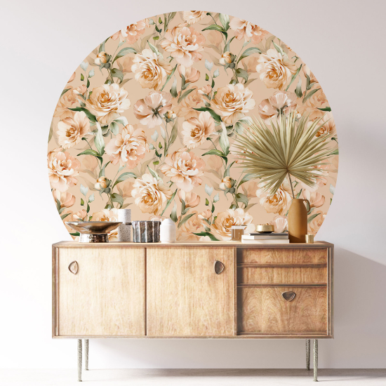 Round / Circle Wall Sticker - Floral pattern