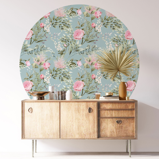 Round / Circle Wall Sticker - Floral pattern