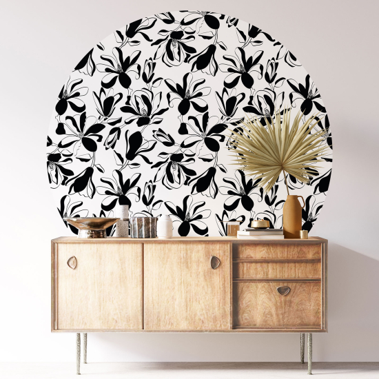 Round / Circle Wall Sticker - Floral pattern