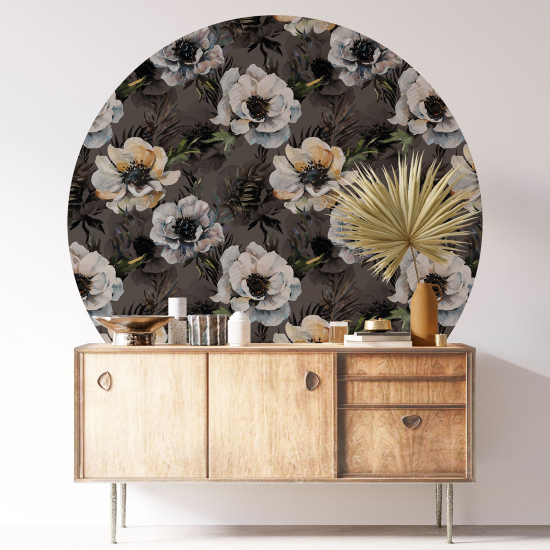 Round / Circle Wall Sticker - Floral pattern