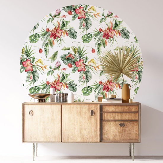 Round / Circle Wall Sticker - Floral pattern