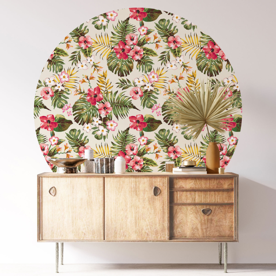 Round / Circle Wall Sticker - Floral pattern