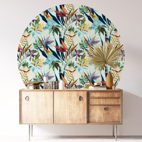 Round / Circle Wall Sticker - Floral pattern