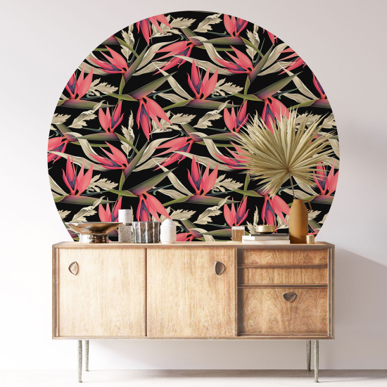 Round / Circle Wall Sticker - Floral pattern