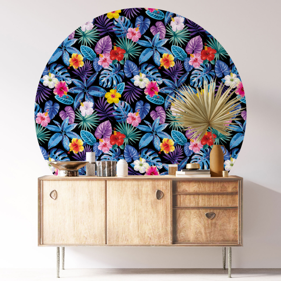 Round / Circle Wall Sticker - Floral pattern