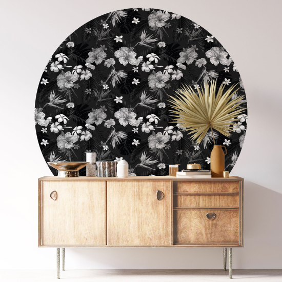 Round / Circle Wall Sticker - Floral pattern