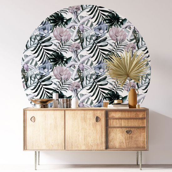 Round / Circle Wall Sticker - Floral pattern