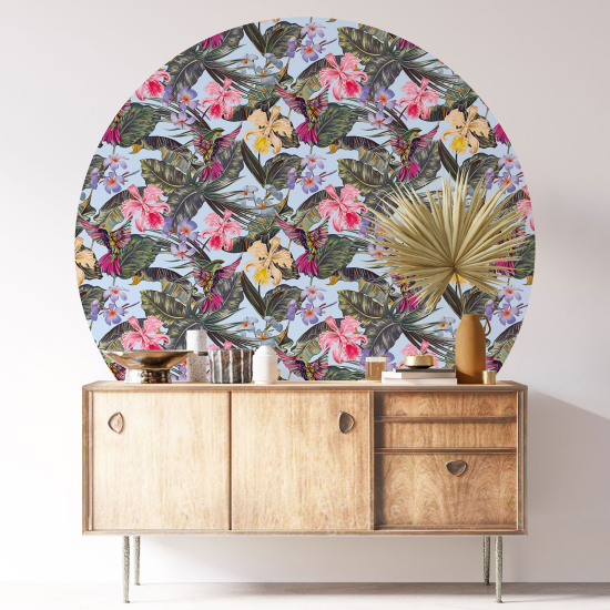 Round / Circle Wall Sticker - Floral pattern