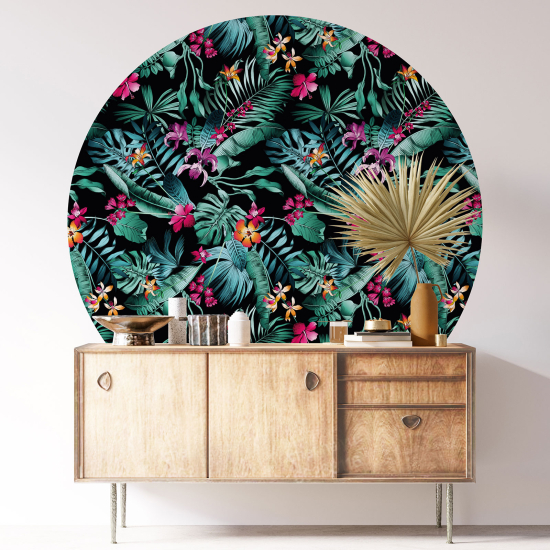 Round / Circle Wall Sticker - Floral pattern