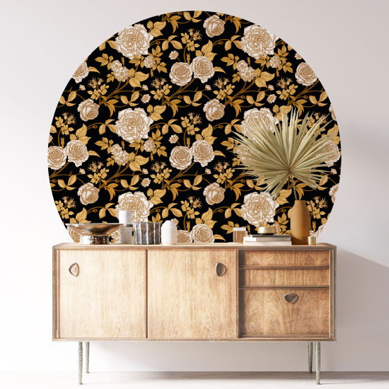 Round / Circle Wall Sticker - Floral pattern