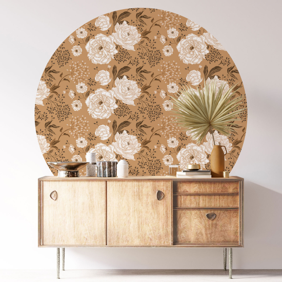 Round / Circle Wall Sticker - Floral pattern