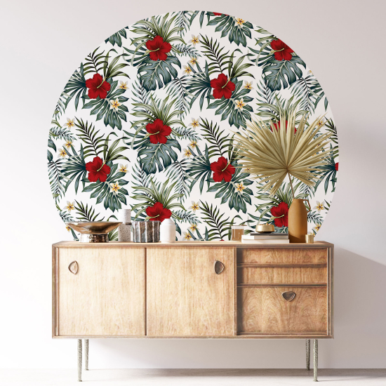 Round / Circle Wall Sticker - Floral pattern