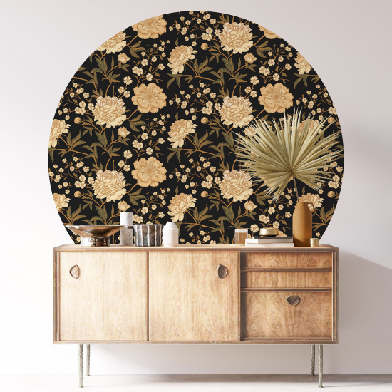 Round / Circle Wall Sticker - Floral pattern