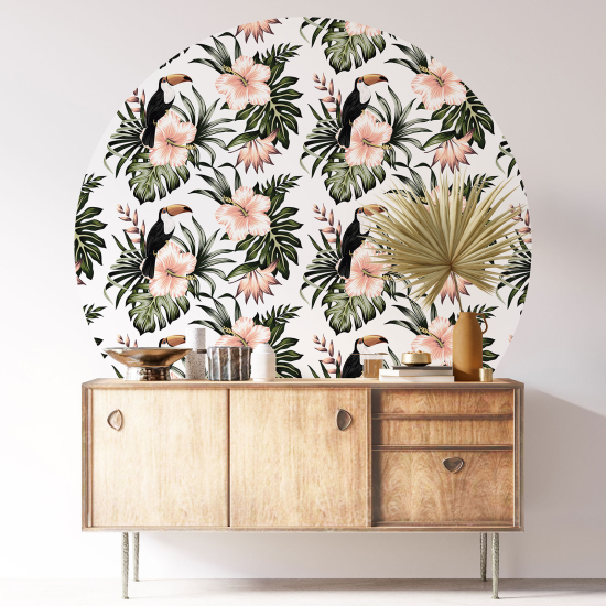 Round / Circle Wall Sticker - Floral pattern