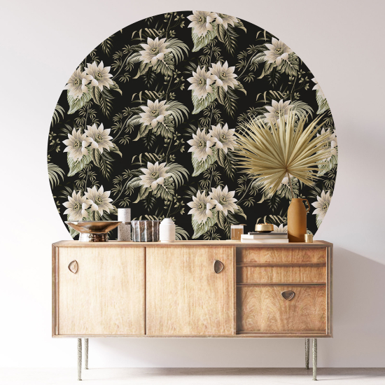 Round / Circle Wall Sticker - Floral pattern