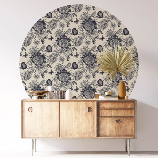 Round / Circle Wall Sticker - Floral pattern