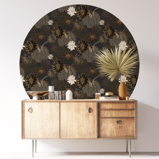 Round / Circle Wall Sticker - Floral pattern