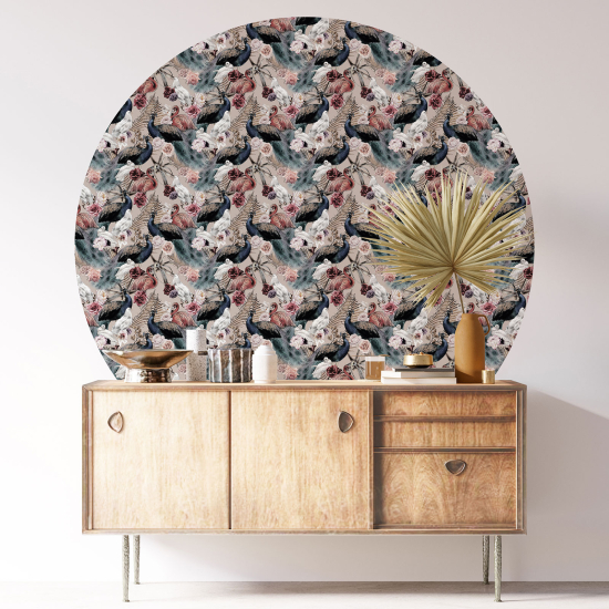 Round / Circle Wall Sticker - Floral pattern