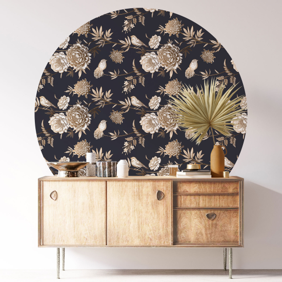 Round / Circle Wall Sticker - Floral pattern