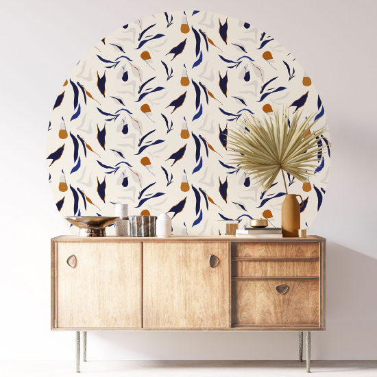 Round / Circle Wall Sticker - Floral pattern