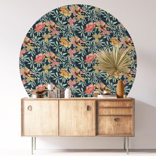 Round / Circle Wall Sticker - Floral pattern