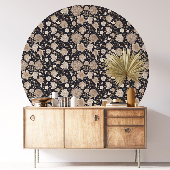 Round / Circle Wall Sticker - Floral pattern