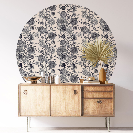 Round / Circle Wall Sticker - Floral pattern