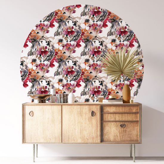 Round / Circle Wall Sticker - Floral pattern