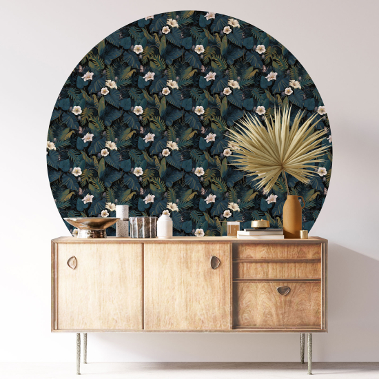 Round / Circle Wall Sticker - Floral pattern