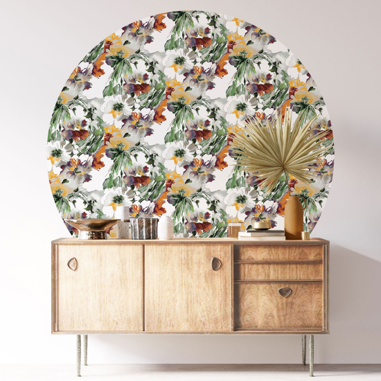 Round / Circle Wall Sticker - Floral pattern