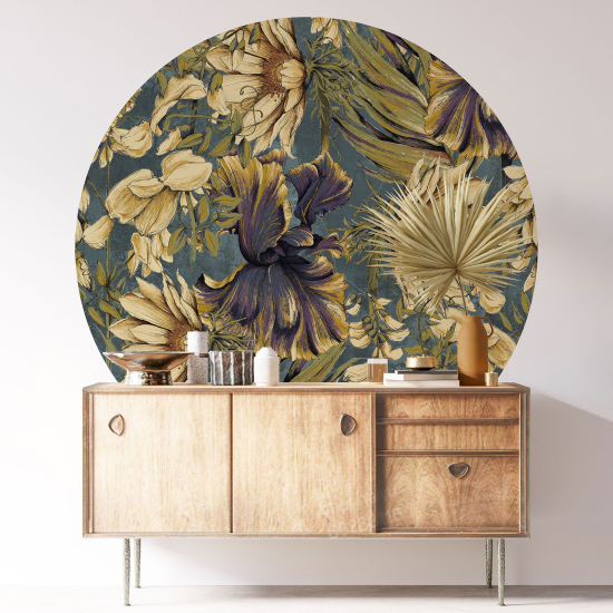 Round / Circle Wall Sticker - Floral pattern