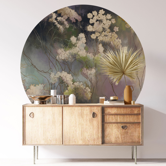 Round / Circle Wall Sticker - Floral pattern