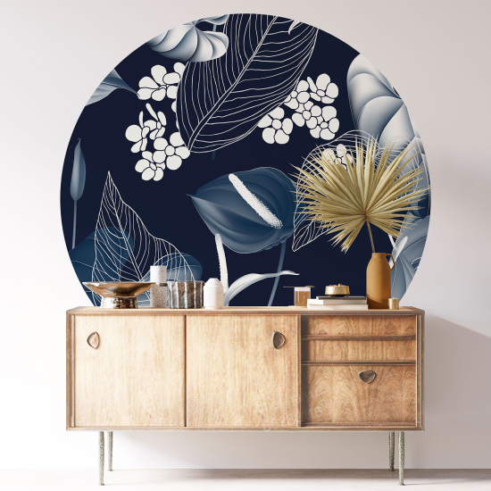 Round / Circle Wall Sticker - Floral pattern