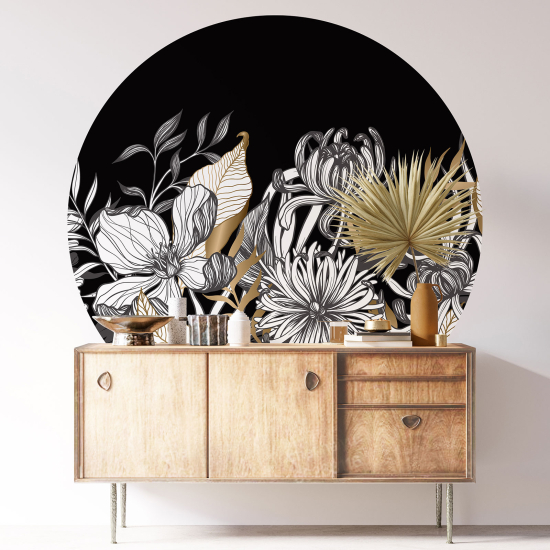 Round / Circle Wall Sticker - Floral pattern