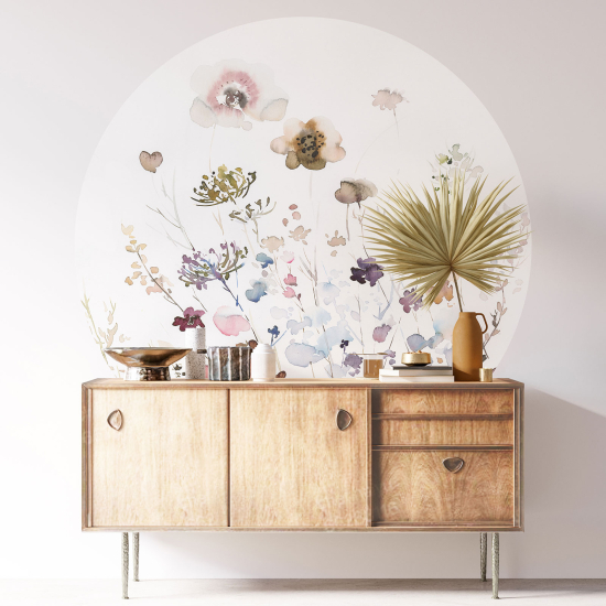 Round / Circle Wall Sticker - Floral pattern