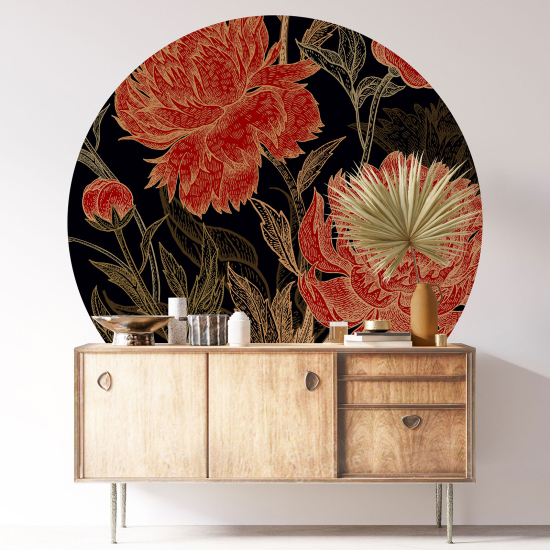 Round / Circle Wall Sticker - Floral pattern