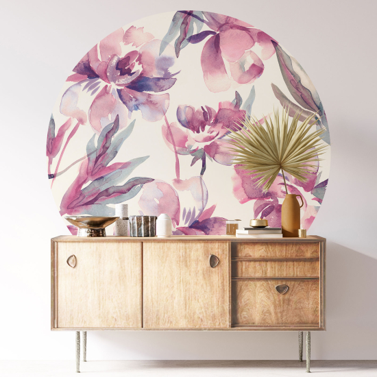 Round / Circle Wall Sticker - Floral pattern