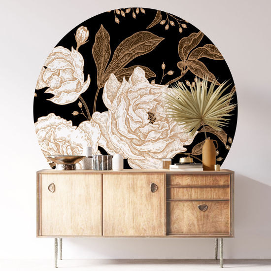 Round / Circle Wall Sticker - Floral pattern