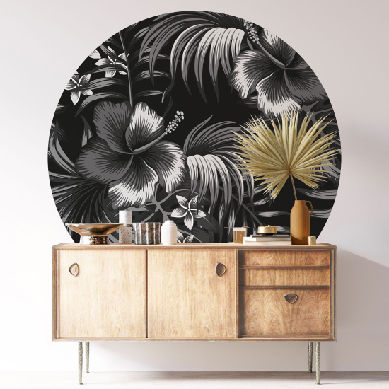 Round / Circle Wall Sticker - Floral pattern