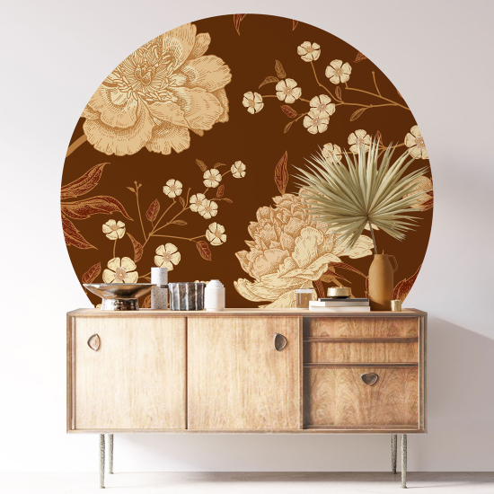 Round / Circle Wall Sticker - Floral pattern