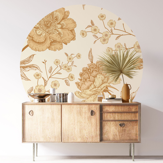 Round / Circle Wall Sticker - Floral pattern