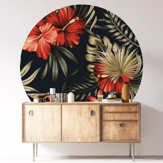 Round / Circle Wall Sticker - Floral pattern