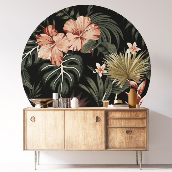 Round / Circle Wall Sticker - Floral pattern