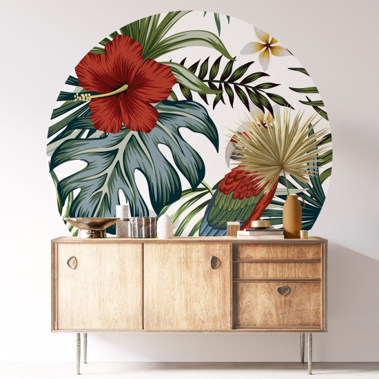 Round / Circle Wall Sticker - Floral pattern