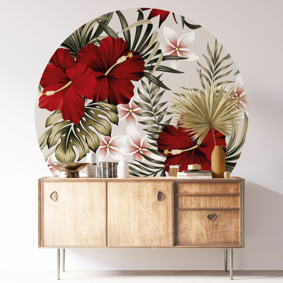 Round / Circle Wall Sticker - Floral pattern