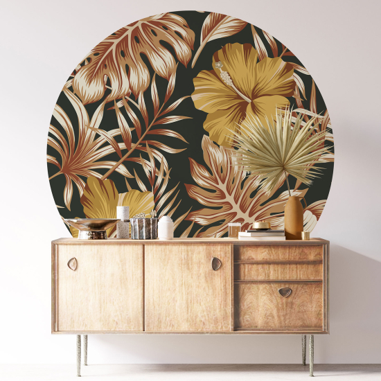 Round / Circle Wall Sticker - Floral pattern