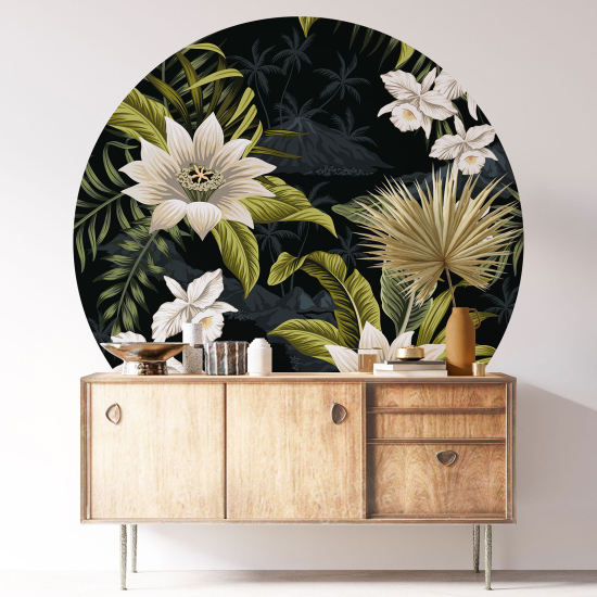 Round / Circle Wall Sticker - Floral pattern