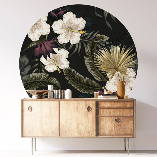 Round / Circle Wall Sticker - Floral pattern