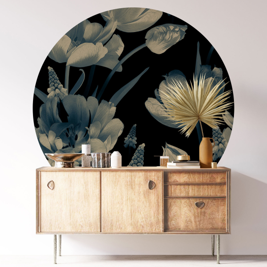 Round / Circle Wall Sticker - Floral pattern